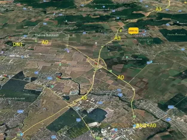 Teren Moara Vlasiei 18000 mp Industrial cu acces rapid Nod Autostrada A3 img 3